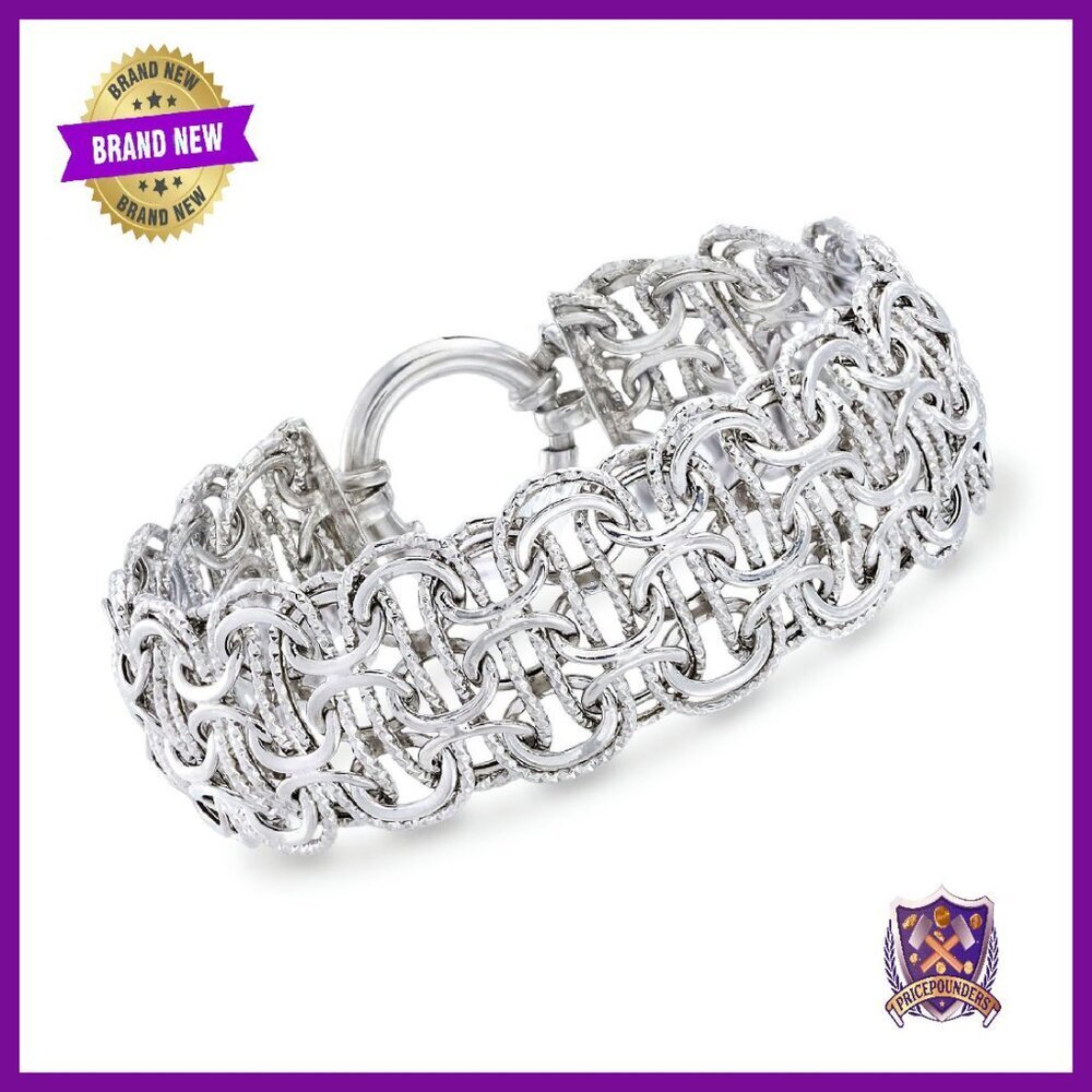 Sterling Silver Byzantine Chain Bracelet 7" Springring Clasp